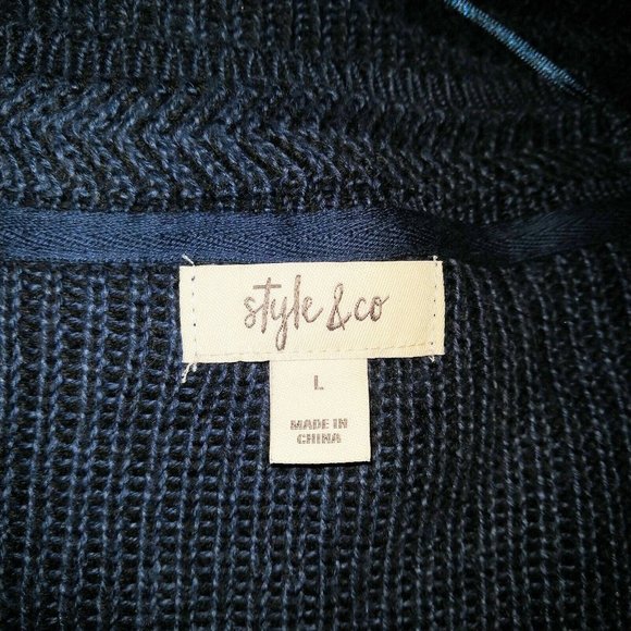 Style & Co. Womens Sweater Size Large Blue Boxy Pullover Textured - Picture 6 of 6